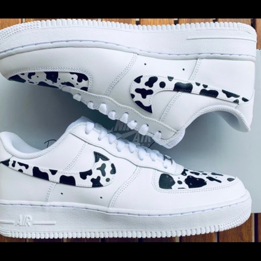Nike Air Force 1s custom cow print NWT